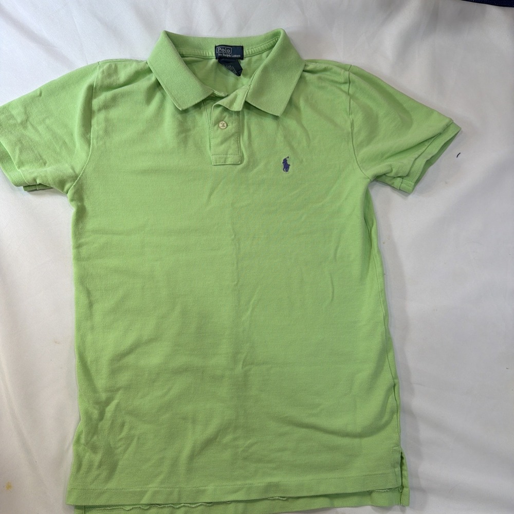 Polo Ralph Lauren Unisex 14-16 L Lime Green Short Sleeve Polo Shirt Pony 272